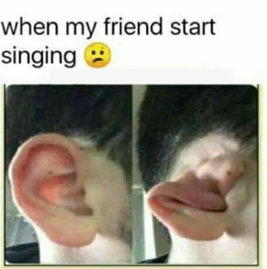 When my friend start singing