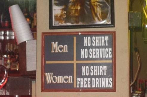 No Shirt Free Drinks