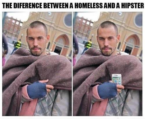 The Diference Between A Homeless And A Hipsters